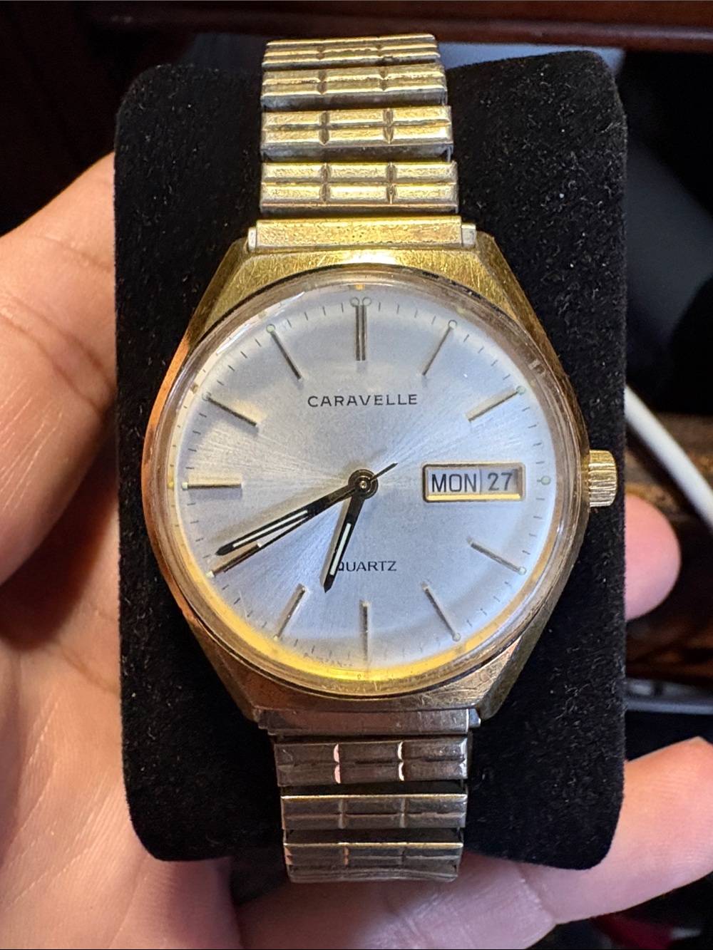 Caravelle Gold-Tone Men’s Quartz Watch with White Dial